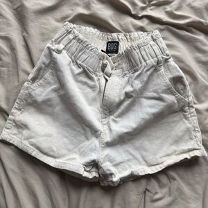 BDG White Corduroy High-Waist Elastic Shorts